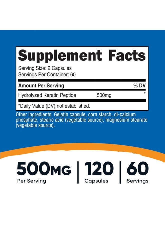 Nutricost Keratin Hydrolized Peptide Capsules - 500MG, 120 Capsules (60 Servings) - Non-GMO, Gluten-Free Formula - Image 2