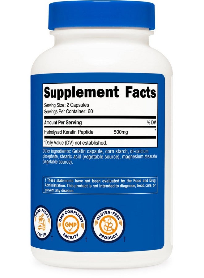 Nutricost Keratin Hydrolized Peptide Capsules - 500MG, 120 Capsules (60 Servings) - Non-GMO, Gluten-Free Formula - Image 5