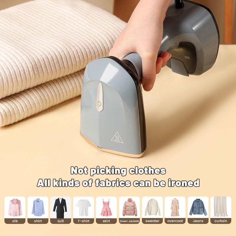 SHOPOGENIX 1500W Portable Handheld Garment Steamer for Clothes, Foldable Travel Steamer with Continuous Steam, Detachable Water Tank & Fabric Brush - Image 4