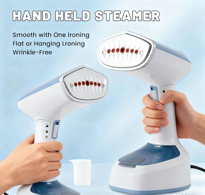 SHOPOGENIX 1500W Portable Handheld Garment Steamer for Clothes, Foldable Travel Steamer with Continuous Steam, Detachable Water Tank & Fabric Brush - Image 3