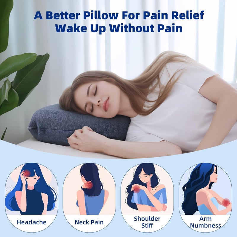 LOFE Adjustable Thin Memory Foam Pillow - 4 Heights from 1.2 to 4.8in, Cervical Pillow for Neck Pain Relief, CertiPUR-US Neck Support Pillow for Side Sleepers, Back/Stomach Sleepers, a Removable Cover - Image 5