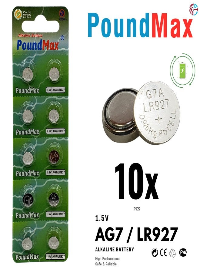 PoundMax 10x AG7 (LR57, LR927, 395) 1,5V - Alkaline Button Cell Batteries | 1x 10-Pack - Image 2