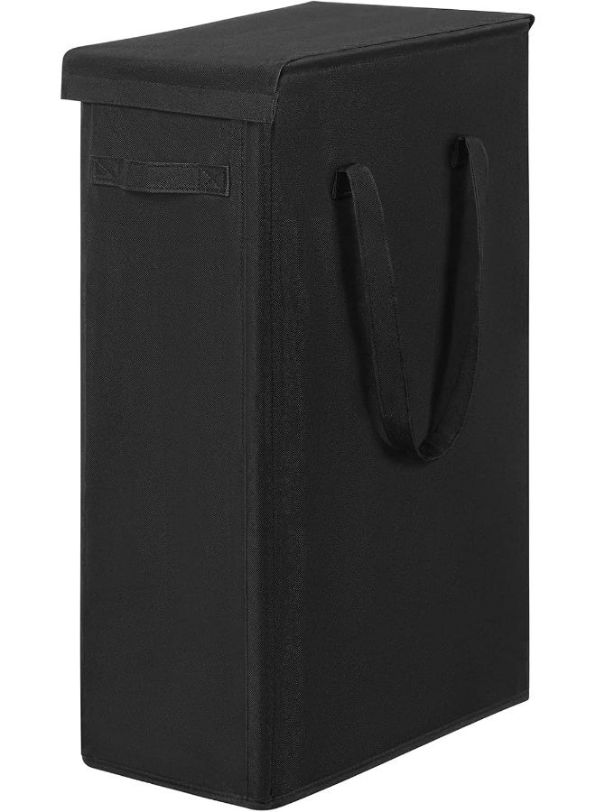 Chrislley 60L Slim Laundry Hamper with Lid Narrow Laundry Basket with Handle Upgrade Foldable Dirty Clothes Hamper Portable Skinny Hamper Organizer Storage Bins (25.6 inches, black)  - Image 1