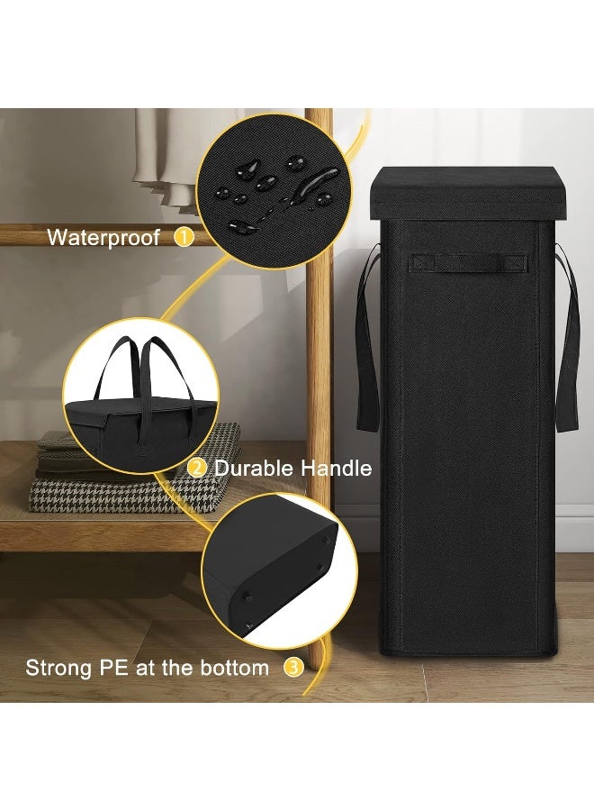 Chrislley 60L Slim Laundry Hamper with Lid Narrow Laundry Basket with Handle Upgrade Foldable Dirty Clothes Hamper Portable Skinny Hamper Organizer Storage Bins (25.6 inches, black)  - Image 5