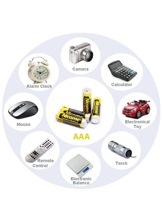 12 Pieces High Quality Long Lasting Carbon Battery AAA Size