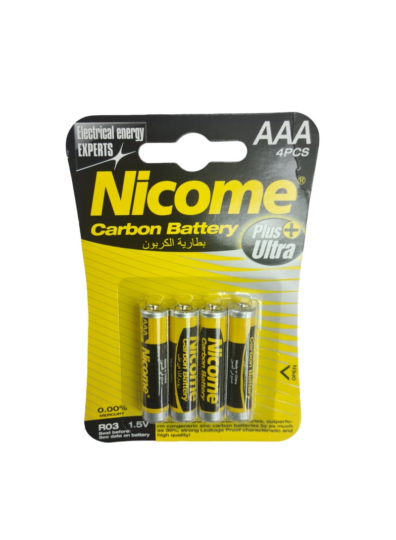 12 Pieces High Quality Long Lasting Carbon Battery AAA Size