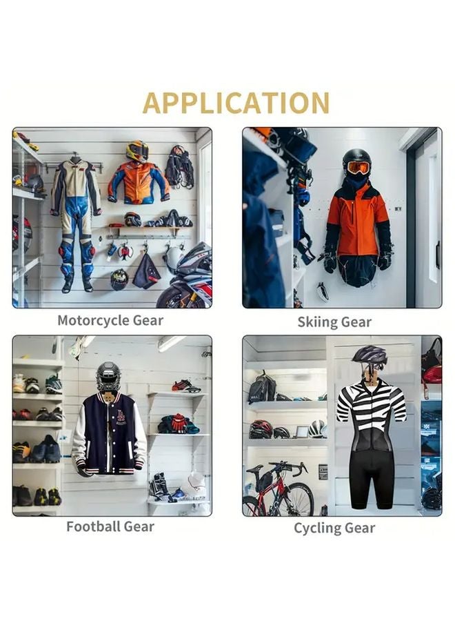 Black Wall Mounted Helmet Hanger Removable Hook Solid Wood Metal Gear Storage - Image 5