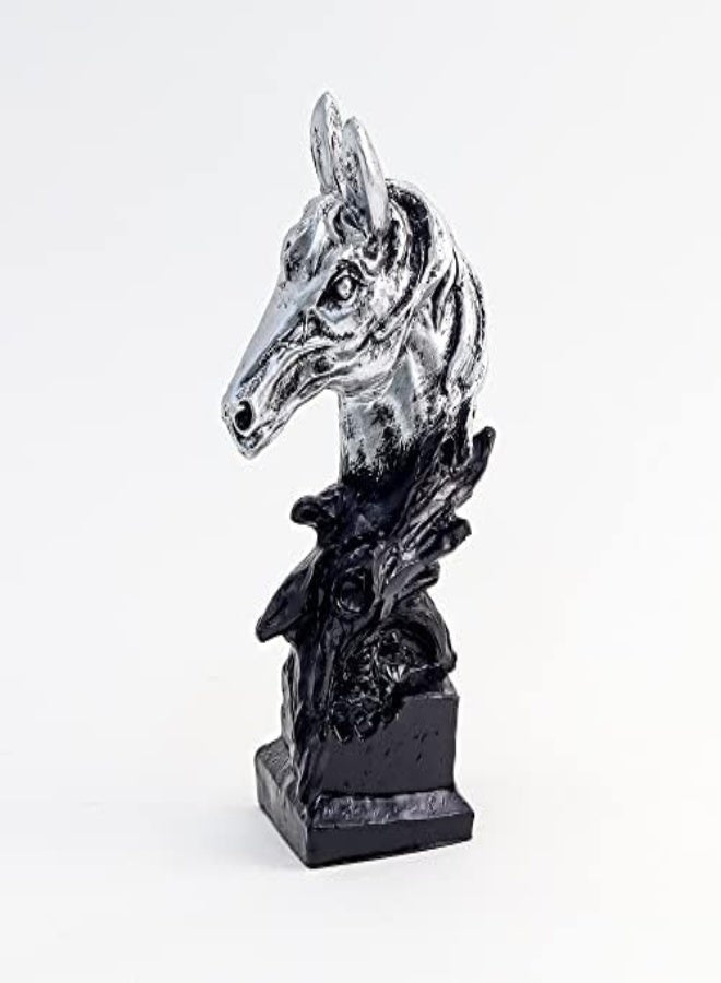 AKDC Polyresin Horse Head Statue 5.5" Inch, Handcrafted Horses Head Model Sculptures With Base Stand, Resin Craft Animal Figurines Sculpture For Home Office Desktop Indoor Decorations (Silver) - Image 4