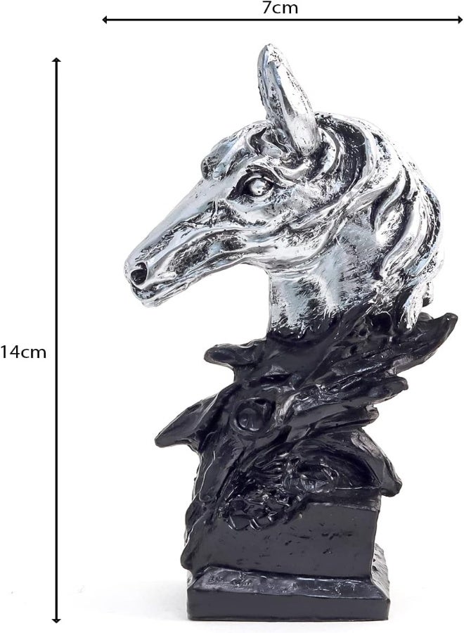 AKDC Polyresin Horse Head Statue 5.5" Inch, Handcrafted Horses Head Model Sculptures With Base Stand, Resin Craft Animal Figurines Sculpture For Home Office Desktop Indoor Decorations (Silver) - Image 5