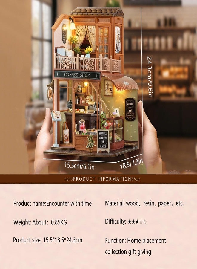 CUTEROOM Miniature House Kits for Adults,Mini Dollhouse Wooden Furniture Kit, DIY Craft Kits Creative Room Tiny House for Decoration- Coffee Shop - Image 2