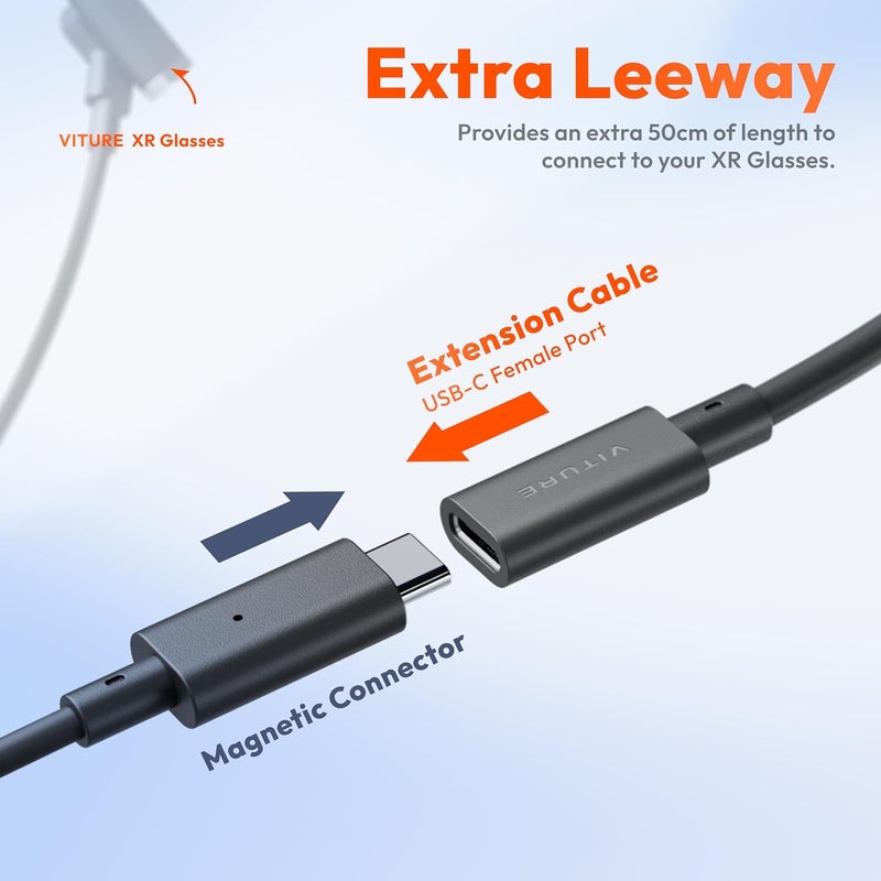 VITURE USB-C 50cm Data Extension Cable, Compatible with VITURE XR Smart Glasses - Image 3