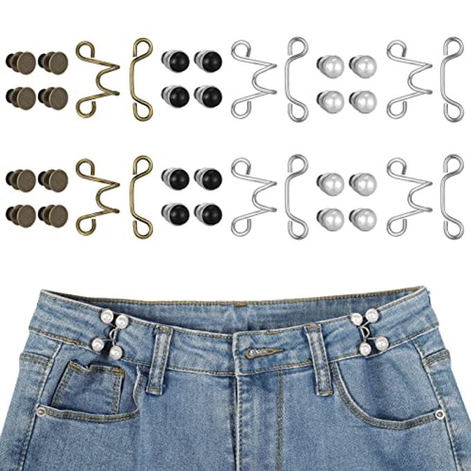 36 PIECES PANT WAIST TIGHTENER ADJUSTABLE JEAN BUTTONS PINS FOR LOOSE JEANS NO SEWING REQUIRED JEAN BUTTONS WAISTBAND EXTENDERS PANTS CLIPS FIT INSTANT BUTTON