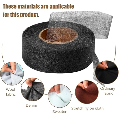 Outus Iron on Hem Tape Fabric Fusing Hemming Tape for Pants Each 27 Yards, 2 Pack(1 Inch,Black) - Image 5