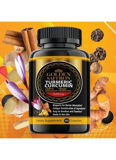 Golden Saffron Turmeric Curcumin Supplement with Bioperine, Saffron, Cinnamon, and Ginger - High Potency, Non-GMO, Gluten-Free Supplement for a Better Effectiveness. Made in USA  - Image 5