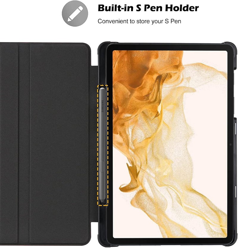 Procases Case For Galaxy Tab S7 Fe 5G 2021/S8 Plus 2022/S7 Plus 2020 12.4 Inch With S Pen Holder, Smart Cover For 12.4" Samsung Galaxy Tablet Sm-X800 X806 T730 T736 T970 T975 T976 T978 -Black - Image 3