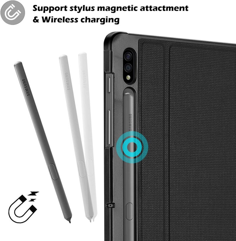 Procases Case For Galaxy Tab S7 Fe 5G 2021/S8 Plus 2022/S7 Plus 2020 12.4 Inch With S Pen Holder, Smart Cover For 12.4" Samsung Galaxy Tablet Sm-X800 X806 T730 T736 T970 T975 T976 T978 -Black - Image 5