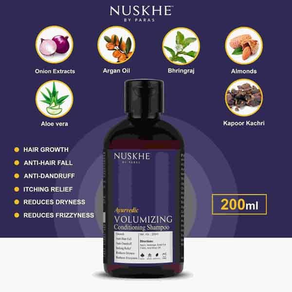 Nuskhe By Paras Nuskhe by Paras Anti Hair Fall Combo Ayurvedic Volumizing Conditioning Shampoo Ayurvedic Volumizing Hair Oil For Men Women Dryness Dull Damaged Hair Repair Anti Frizz 200 ml each - Image 5