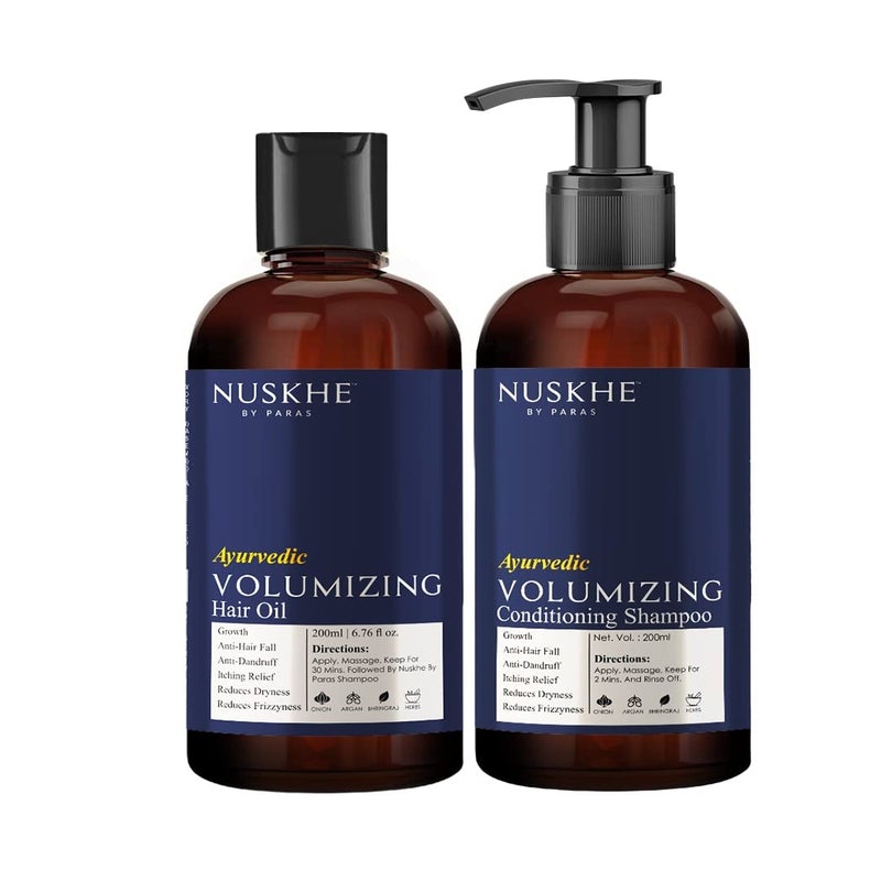 Nuskhe By Paras Nuskhe by Paras Anti Hair Fall Combo Ayurvedic Volumizing Conditioning Shampoo Ayurvedic Volumizing Hair Oil For Men Women Dryness Dull Damaged Hair Repair Anti Frizz 200 ml each - Image 1