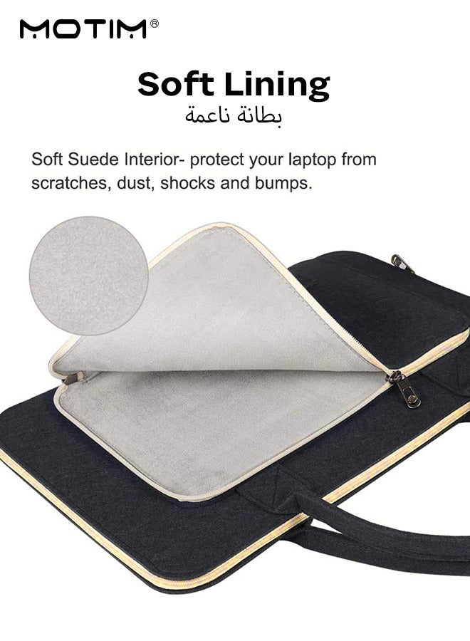 Motim 13-14 inch Laptop Briefcase Bag, Lightweight Business Laptop Sleeve Bag, Handle Wool Felt Protective Case, can be divided into partitions to store MacBook Air, iPad, mouse and data cables, etc.can be divided into partitions to store MacBook Air, iPad, mouse and data cables, etc. - Image 3