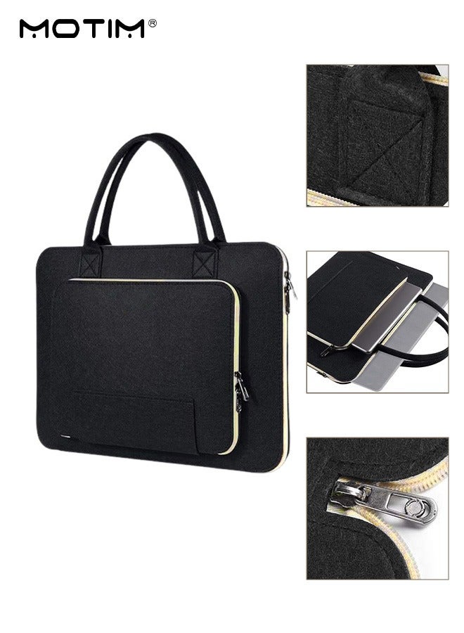 Motim 13-14 inch Laptop Briefcase Bag, Lightweight Business Laptop Sleeve Bag, Handle Wool Felt Protective Case, can be divided into partitions to store MacBook Air, iPad, mouse and data cables, etc.can be divided into partitions to store MacBook Air, iPad, mouse and data cables, etc. - Image 1