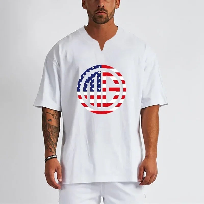 muscle sports fitness clothes short sleeve men''s T-shirt breathable loose half sleeve drop shoulder half sleeve iron round collar fashion - Image 3
