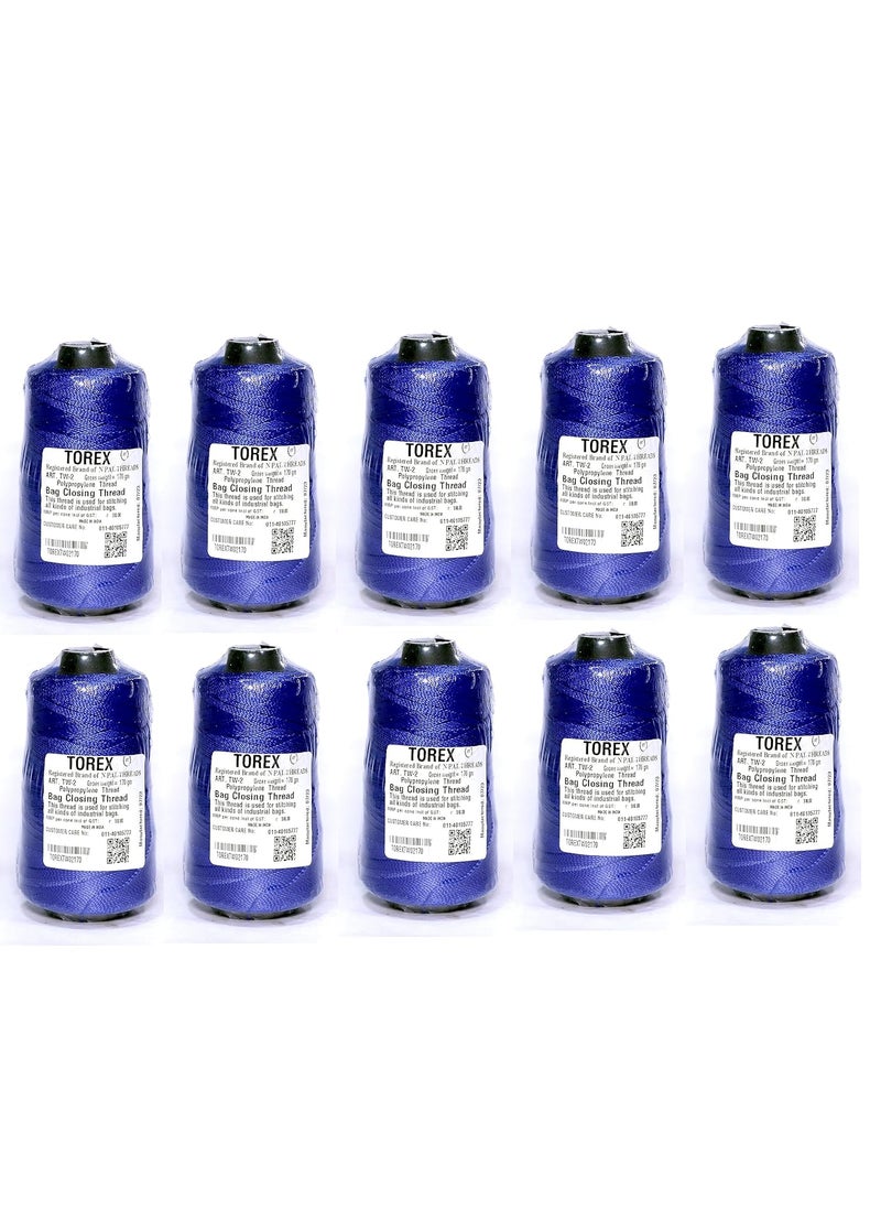 Torex TOREX� | Polypropylene 2 Ply 170 Gram Used for Stitching Unbreakable Bag Closing Thread TW-2 Blue (10)  - Image 1
