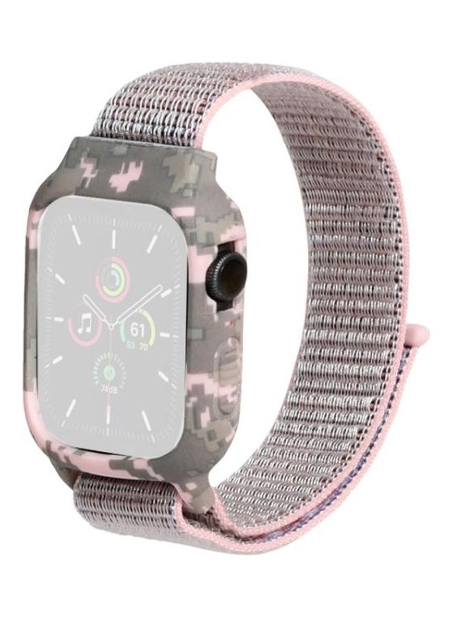 NIBEMINENT Nylon Replacement Wrist Strap Watchbands for Apple Watch Series 7/6/SE/5/4/3/2/1 38/40/41mm Pink - Image 1
