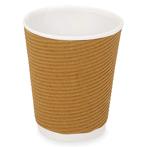 SANWALSA [150 ml, 100 Count, Brown Disposable Ripple Paper Cups | Eco-Friendly & Heat-Resistant Cups for Wedding, Party, Picnic, Cafes | Ideal for Tea, Coffee, Juice & Water - Image 1