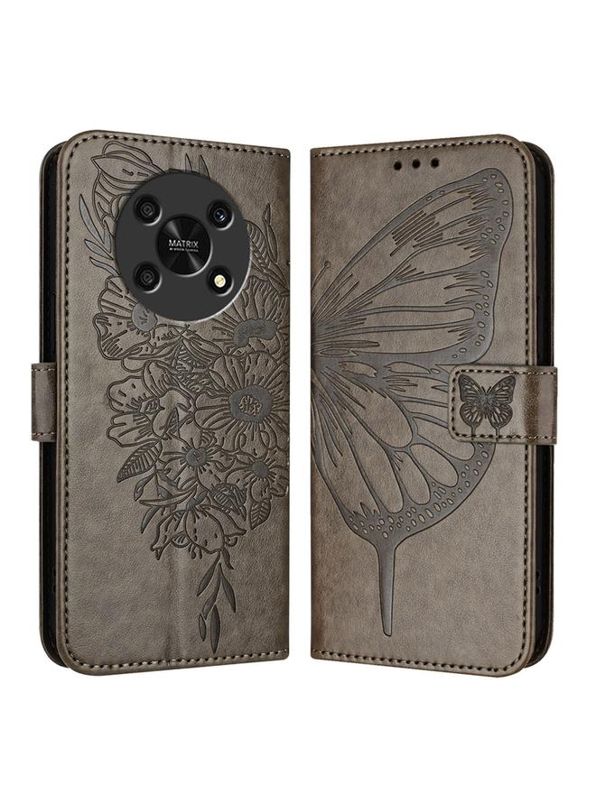 اس-توب جراب هاتف Honor X30 5G/X9 4G/X9 5G من الجلد المنقوش على شكل فراشة - Image 1