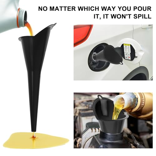 vvag 2PCS Oil Funnel,Oil Change Funnels, Universal Fuel Funnel with Long Neck, Multi-Function Engine Oil Funnel for Filling Oils Gas Lubricants Water Diesel and Fluids (Black) - Image 4