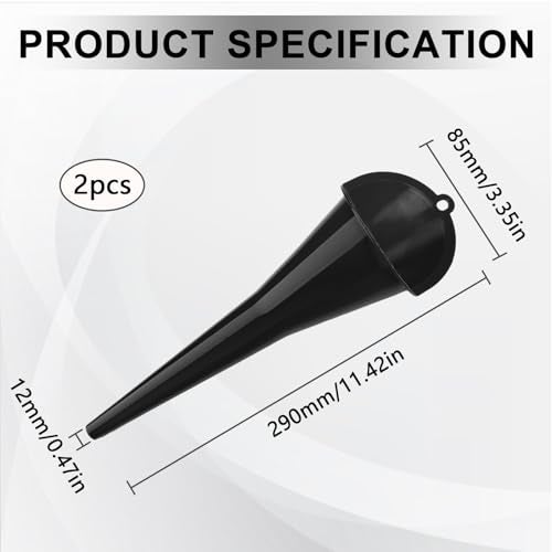 vvag 2PCS Oil Funnel,Oil Change Funnels, Universal Fuel Funnel with Long Neck, Multi-Function Engine Oil Funnel for Filling Oils Gas Lubricants Water Diesel and Fluids (Black) - Image 2