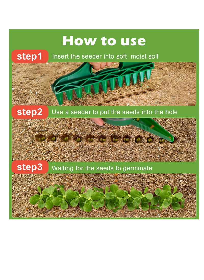 Generic 2 Pack Sowing Seeds Dispenser Set, 12 Holes Seed-in Soil Digger Planter, Garden Seed Spacer, Adjustable Hand Hold Sowing Seeds Dispenser, Seedlings Dibber, Green  - Image 4