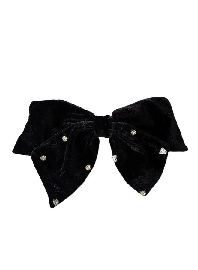 Goolsky 1PC Hair Clip Rhinestone Sweet Bow Velour Velvet Headband Back-of-the-Head Luxury Large Hairpin Suitable for Casual Attire Bridal Accessories - Image 3