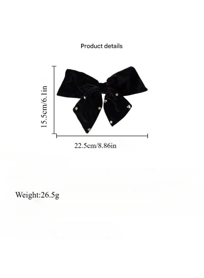 Goolsky 1PC Hair Clip Rhinestone Sweet Bow Velour Velvet Headband Back-of-the-Head Luxury Large Hairpin Suitable for Casual Attire Bridal Accessories - Image 4