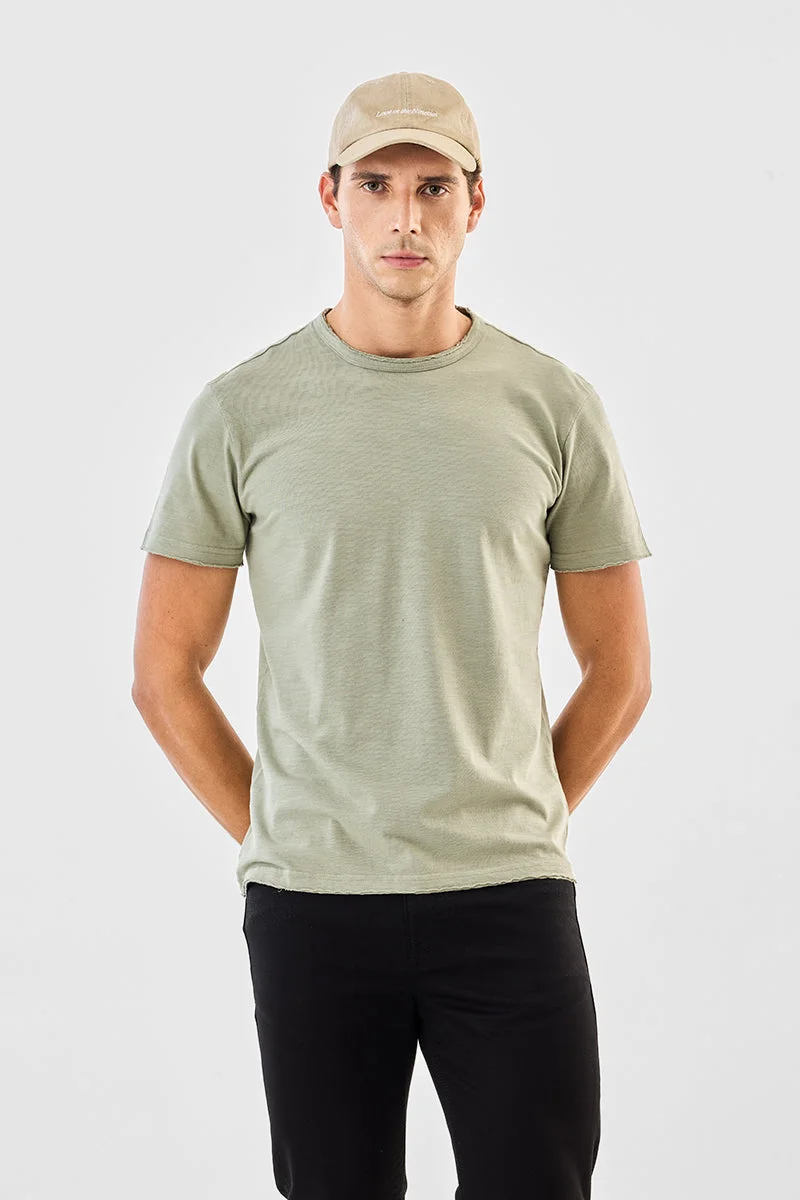 SNITCH Raw Edge 100% Cotton Regular Fit T-Shirt