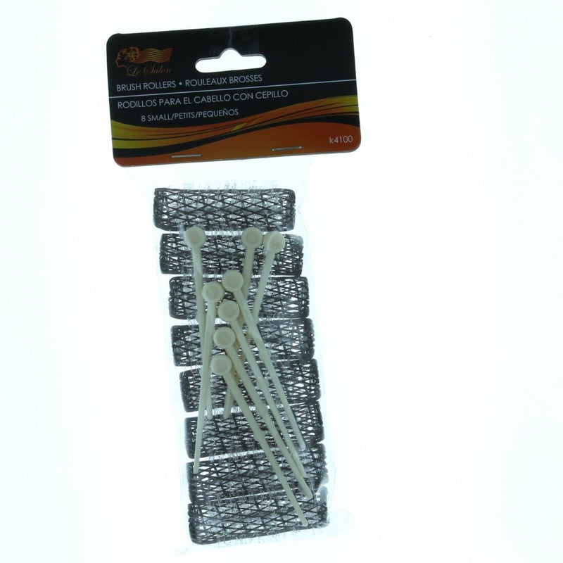 Le Salon 16 Brush Rollers & Pins Small Mini Hair Curlers Bristles 2"" X 1/2"" Kids Pageants (2 Packs) - Image 1