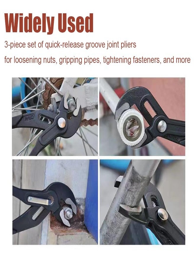 falichchch Quick Adjust Groove Joint Pliers Set 7-inch, 10-inch, 12-inch, Groove Wrench Pliers, Water Pump Plier, Durable CR-V Steel Tongue - Image 5