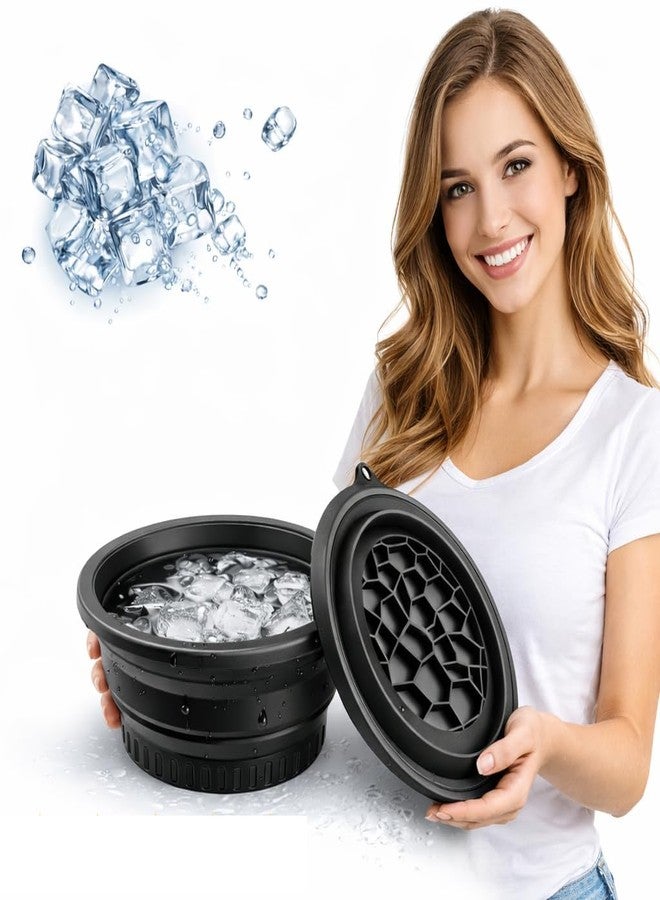Face Bowl for Ice with Built-In Ice Tray,Facial Ice Bath Bowl, Portable Foldable Facial Plunge Bowl, Collapsible for Face Ice Bath Home & Travel (PACK OF 1) (1PIS+BLACK+FACE+BOWL)/2390 - Image 1