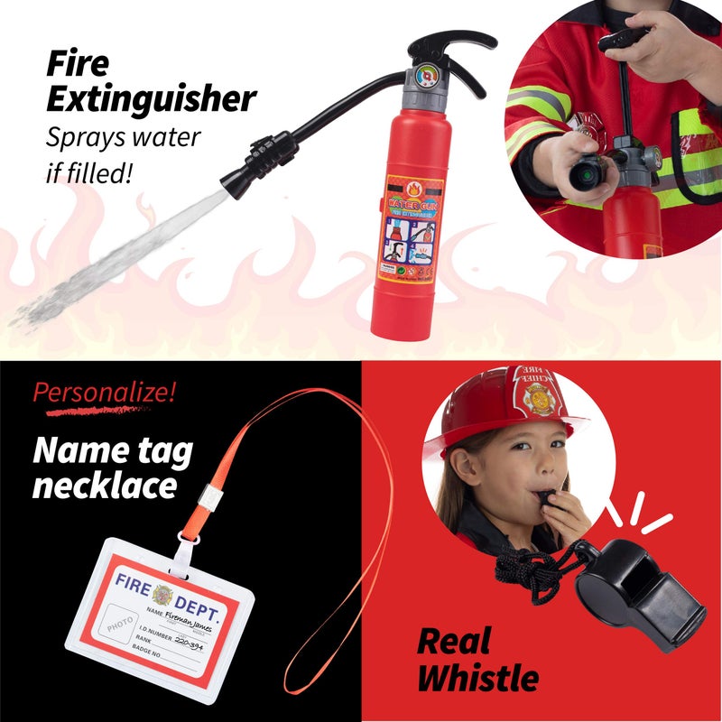 Born Toys 8 PC Premium Washable Kids Fireman Costume Toy for Kids,Boys,Girls,Toddlers, and Children with Complete Firefighter Accessories - Image 4