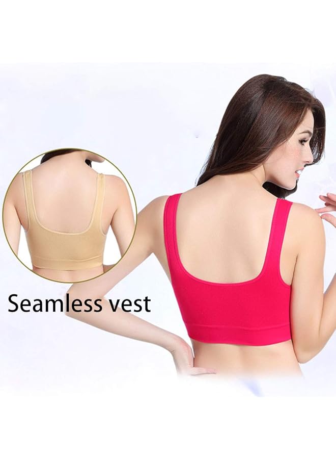 كوينج صدرية رياضية احترافية بدون درزات لليوجا للنساء، حمالة صدر رياضية بدون درزات للرفع، لون سادة، سترة رياضية - Image 3