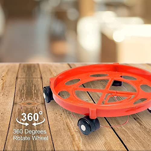BIRDWING 2 Pic Red Plastic LPG Gas Cylinder Trolley – Sturdy Cylinder Stand with Wheels for Kitchen (Plastic-2 Pcs, Red) - Image 4