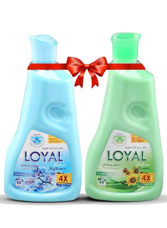 لويال منعم أقمشة بلو بيتالز + جرين فالي، عبوتان سعة 1500 مل