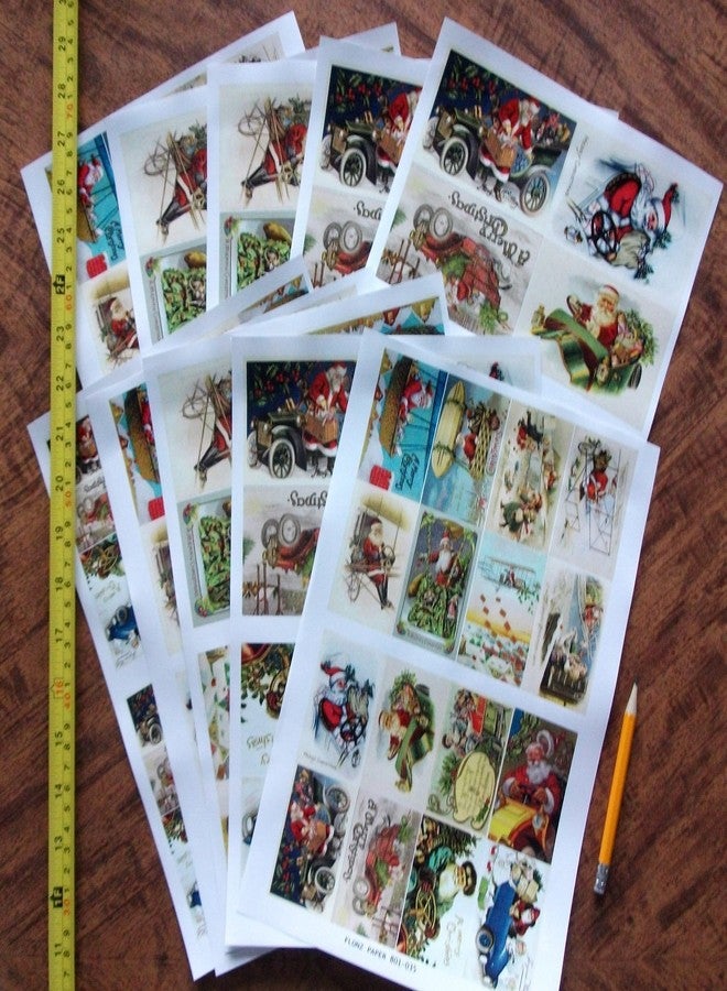 Flonz Decoupage Paper Pack (10sheets A4 / 8"x12") Vintage Christmas Santa Transport Gift FLONZ Vintage Ephemera - Image 2