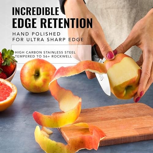 Cutluxe Paring Knife, 3.5" Small Kitchen Peeling Knife with Razor Sharp Blade – High Carbon German Steel, Full Tang, Ergonomic Handle Design – Artisan Series - Image 5