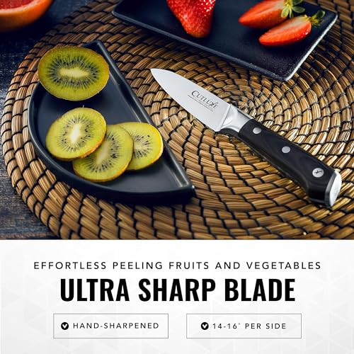 Cutluxe Paring Knife, 3.5" Small Kitchen Peeling Knife with Razor Sharp Blade – High Carbon German Steel, Full Tang, Ergonomic Handle Design – Artisan Series - Image 3