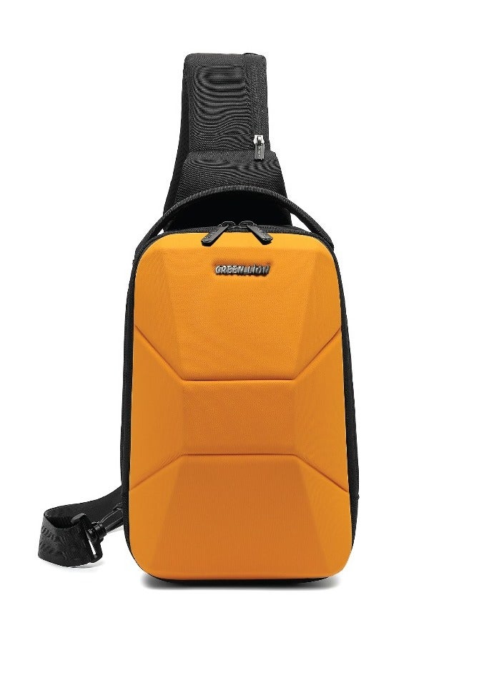 GREEN LION Liverpool Crossbody Backpack / Waterproof / Compact / Adjustable Strap up to 135cm / Chest Bag / Sling Bag / USB-A Charging / Fits Devices up to 7.9 inches / 30*17*12cm External Dimensions / Polyester - Yellow