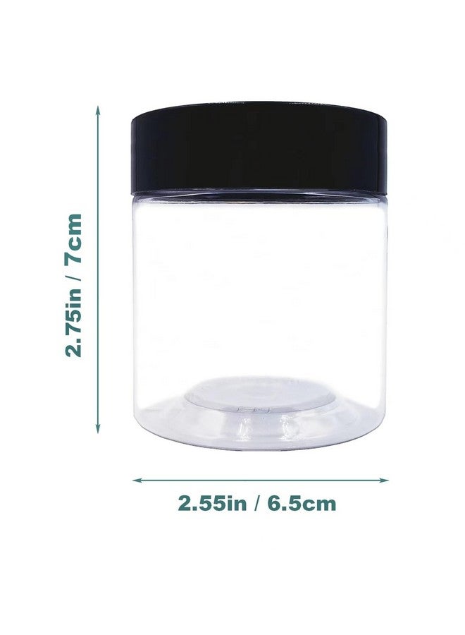 hodooly 12 Pack 6 Oz Plastic Jars With Lids,Wide-Mouth Clear Storage Containers With Black Lids,Empty Round Clear Plastic Jars With Lids And Labels For Body Butter,Bath Salt,Slime And Beauty Products - Image 2