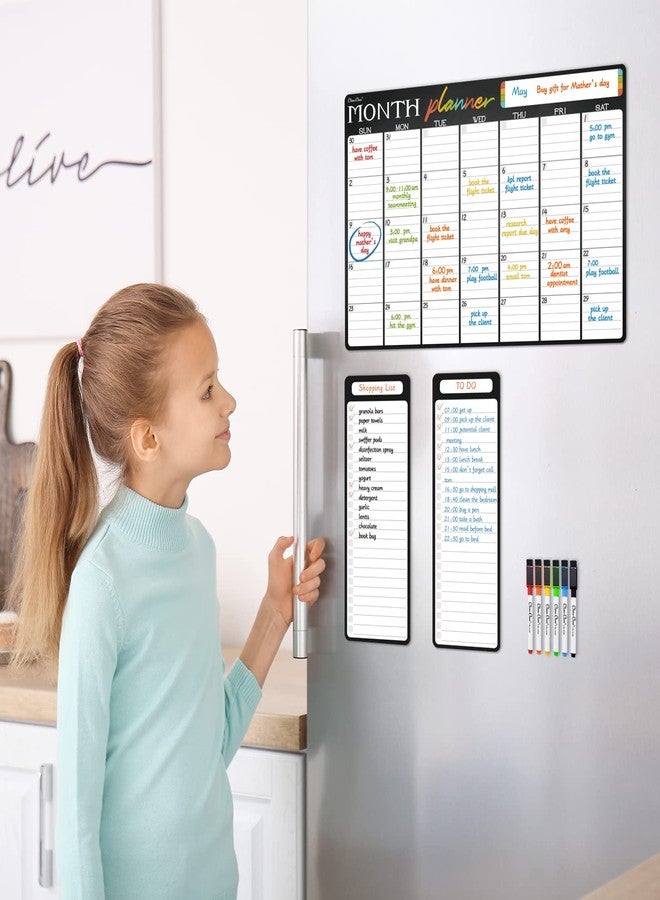 Clever Clean Magnetic Dry Erase Monthly Calendar - 17"x12" Monthly Calendar for Fridge - 4"x12" List Board 2 Pcs - 6 Extra Fine Point Markers Included - Shipped Flat - Image 5