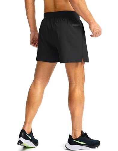 Soothfeel Men's Running Shorts with Zipper Pockets 5 Inch Lightweight Quick Dry Gym Athletic Workout Shorts for Men (Black, L) - Image 3