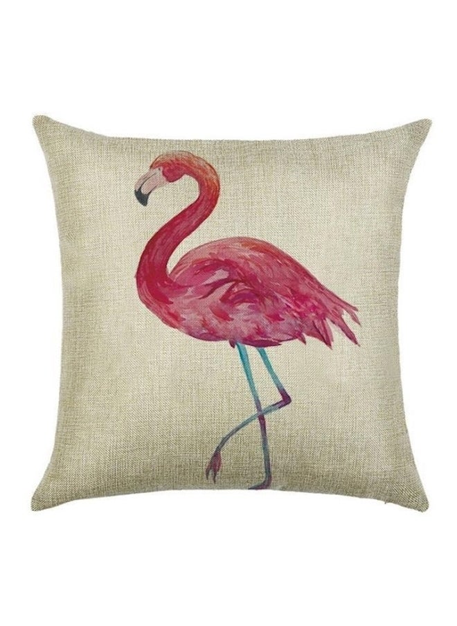 Generic - 2 Piece Flamingo Print Cotton Linen Square Cushion Cover Multicolour - Image 1